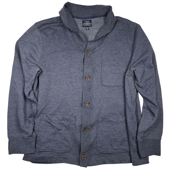 J.CREW Other - J.Crew Cardigan Men's 2XL Blue Fleece Cardigan Shawl Collar Pocket